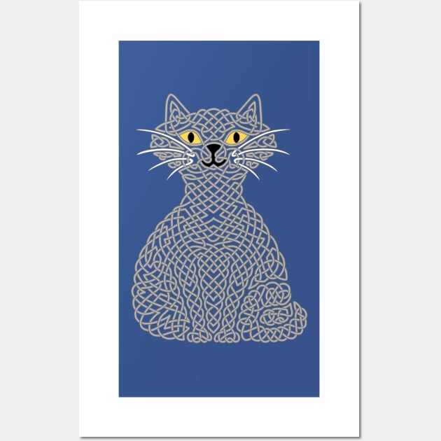 Knotty Cat - grey Wall Art by Hippopottermiss